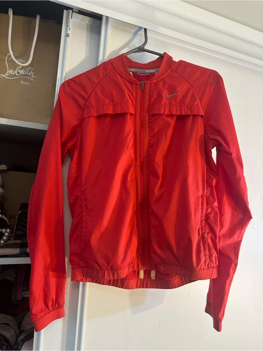 Nike Women’s Red Bomber Jacket with Zip Front